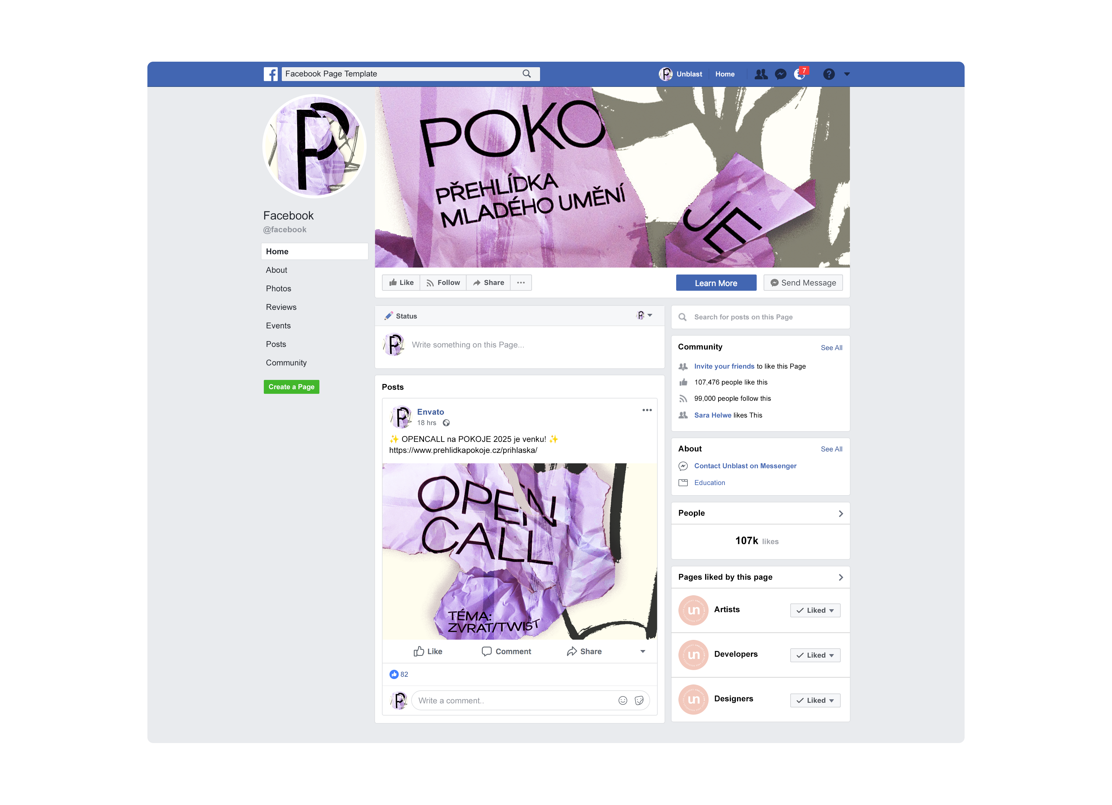 Facebook výstavy Pokoje